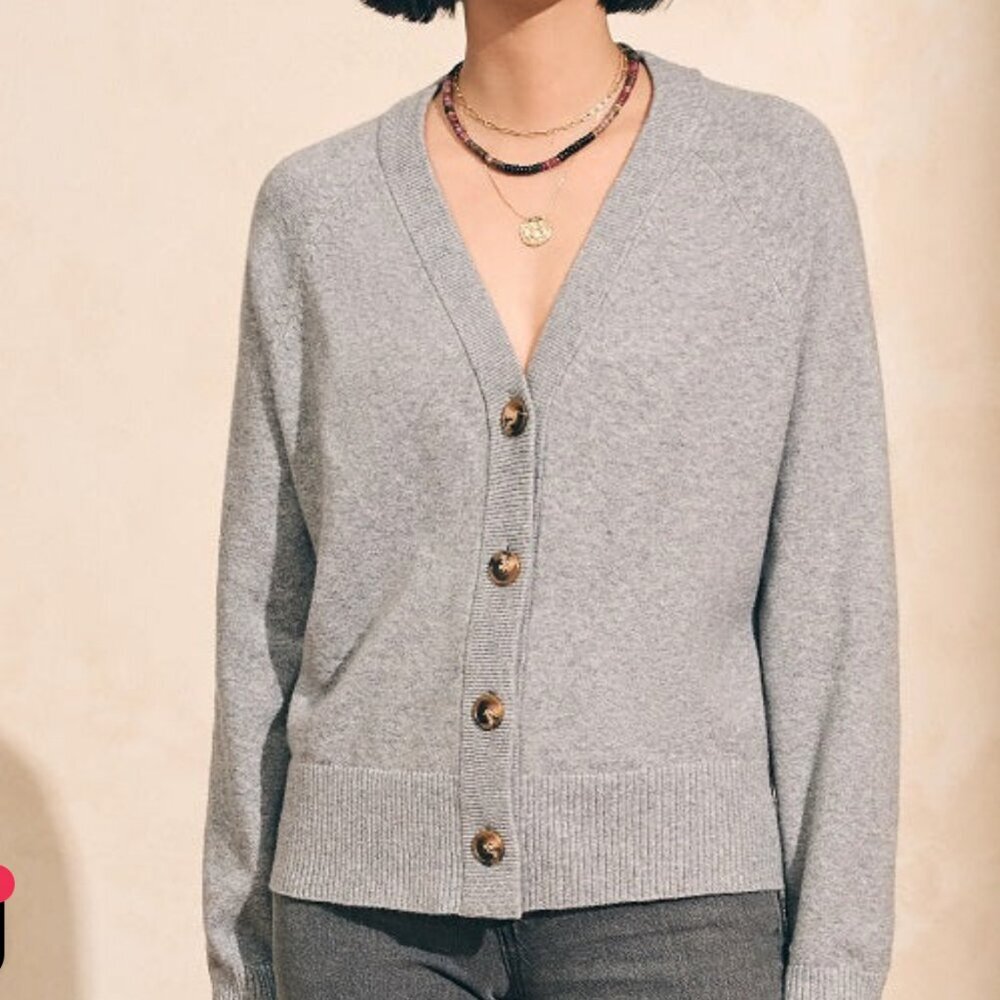 FAHERTY Jackson Button-Up Cardigan Heather Grey Women's‎ XS